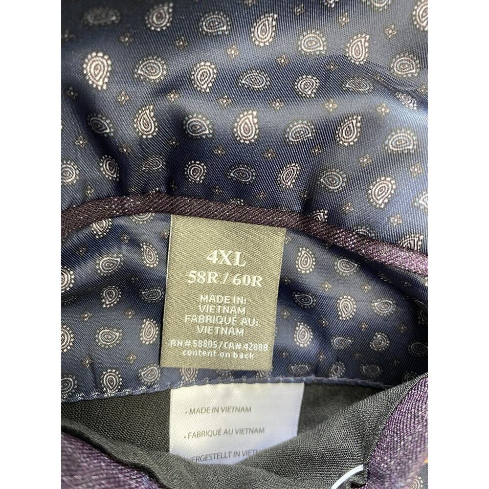 Oak Hill Burgundy Windowpane Sport Coat Blazer 58R 4XL Big Tall Quiet Luxury - Picture 5 of 14